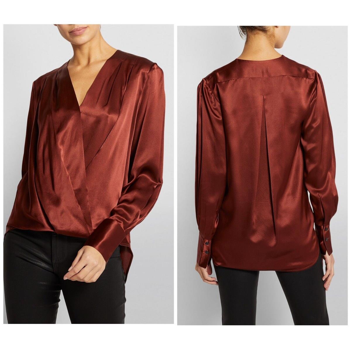 Rag Bone Lei V-neck Silk High Low Blouse In Burgundy Size: Xxs