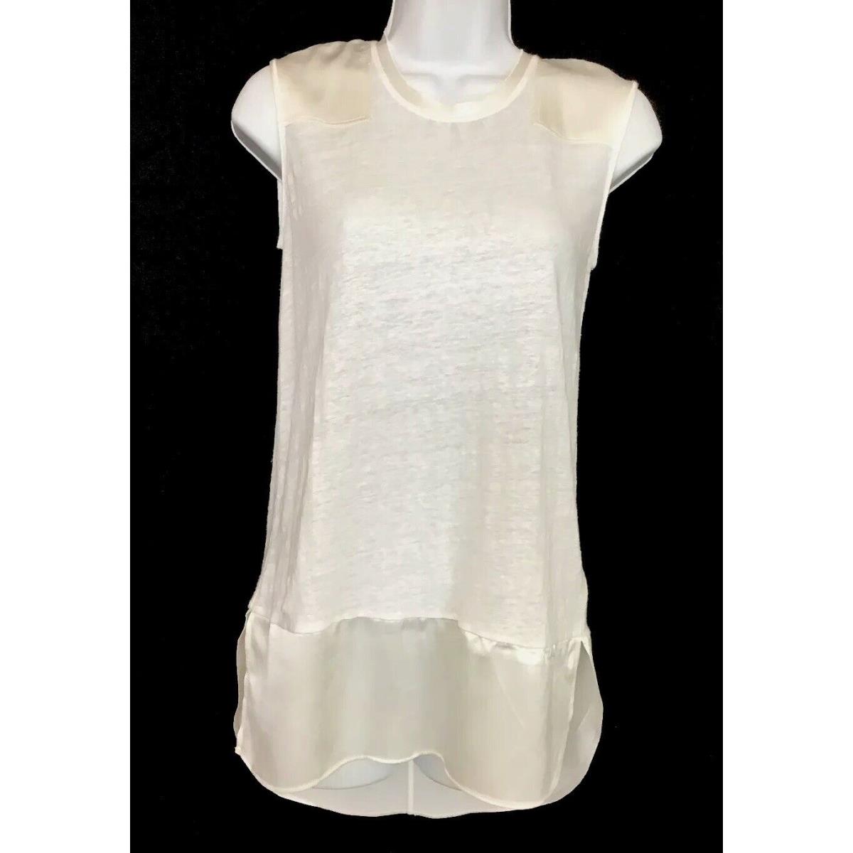 Rag and Bone Riley Top White Sleeveless Knit White Silk Trim Size Xs