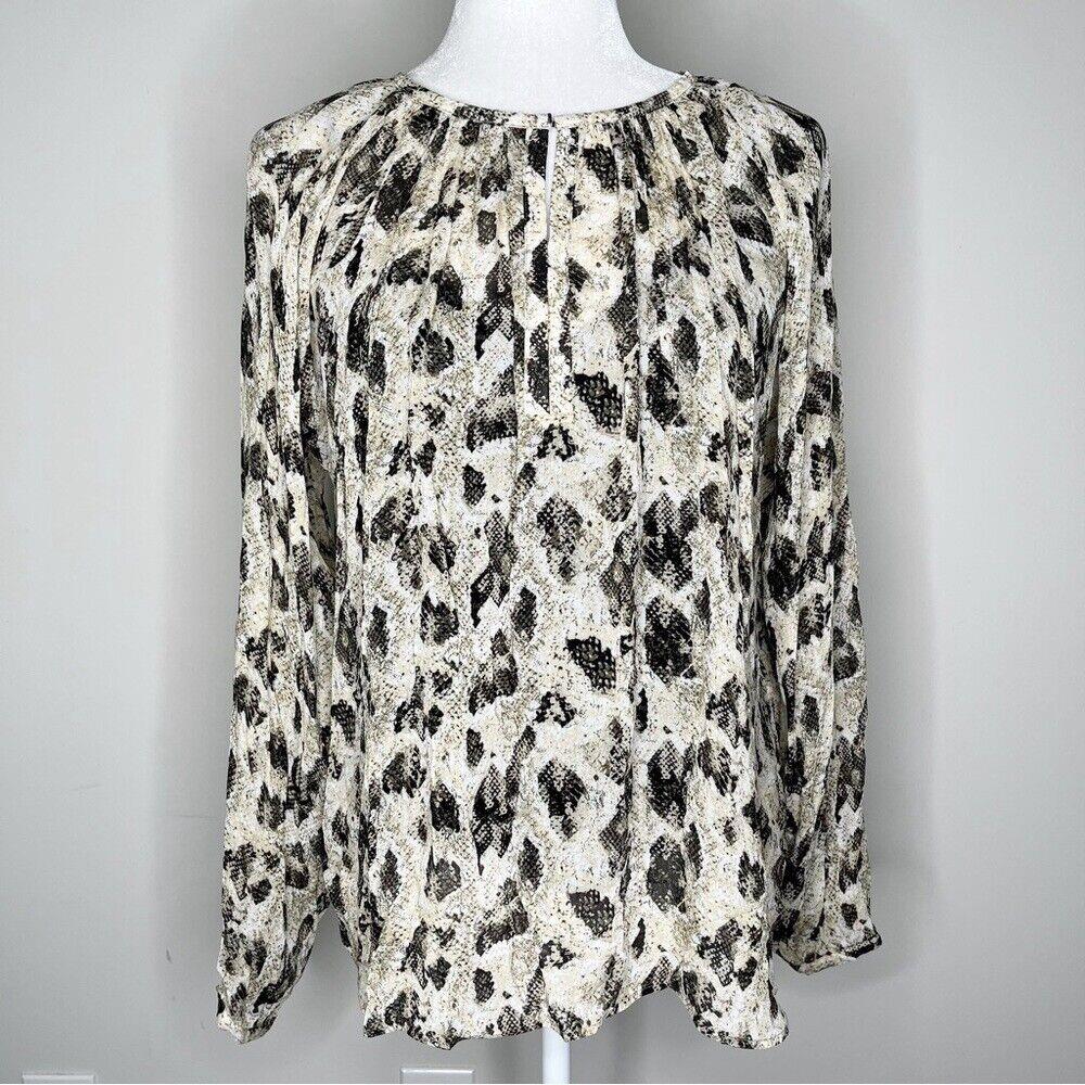 Rag Bone Yuni Snakeskin Printed Long Sleeve Blouse Top in Size S