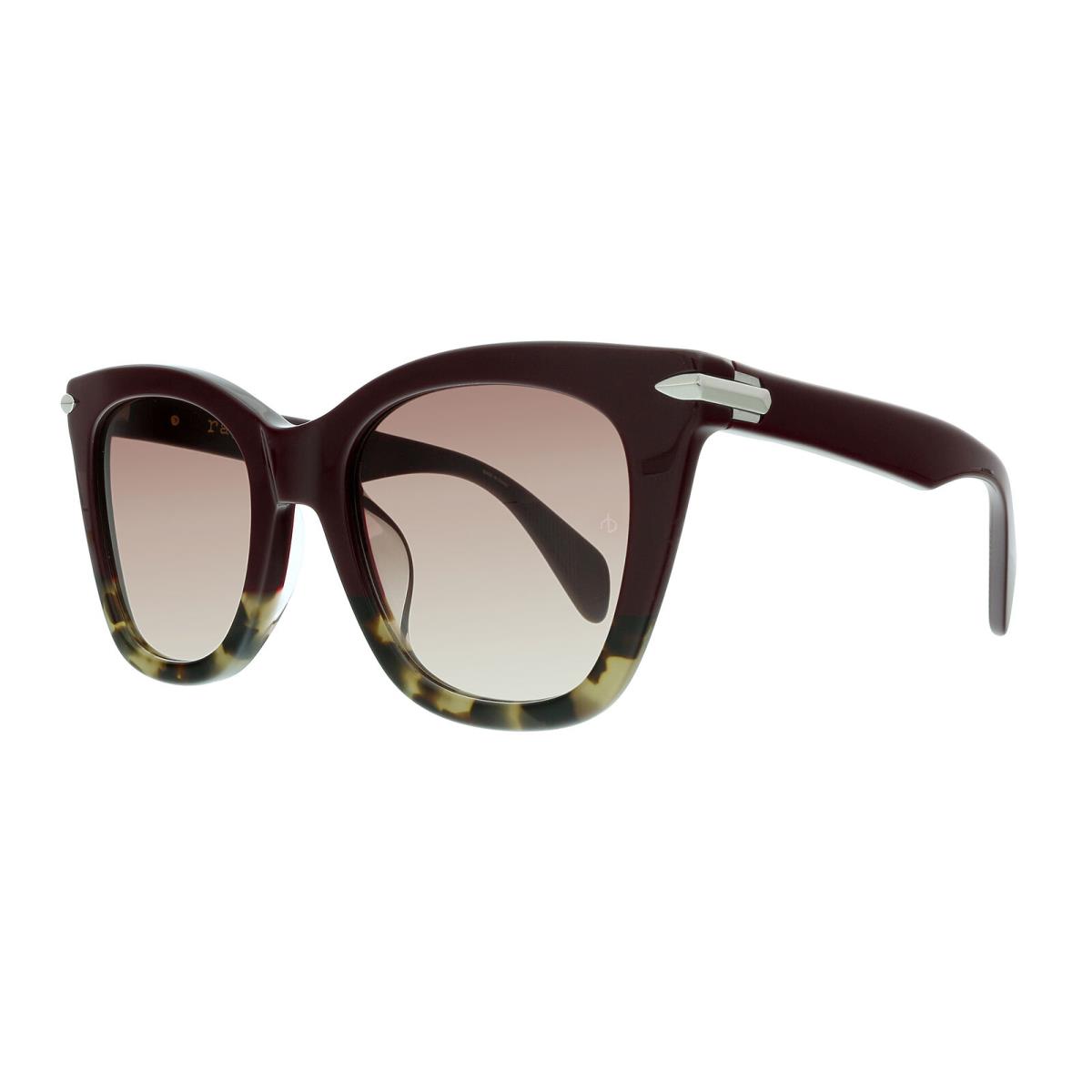 Rag and Bone RNB1029/G/S HA 0YDC Burgundy Havana Square Sunglasses - Burgundy Havana, Frame: Burgundy Havana, Lens: Brown Gradient