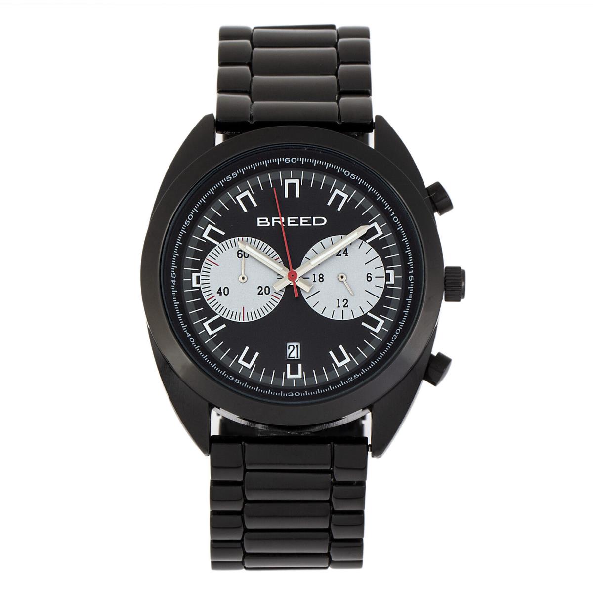 Breed Racer Chronograph Bracelet Watch W/date - Black