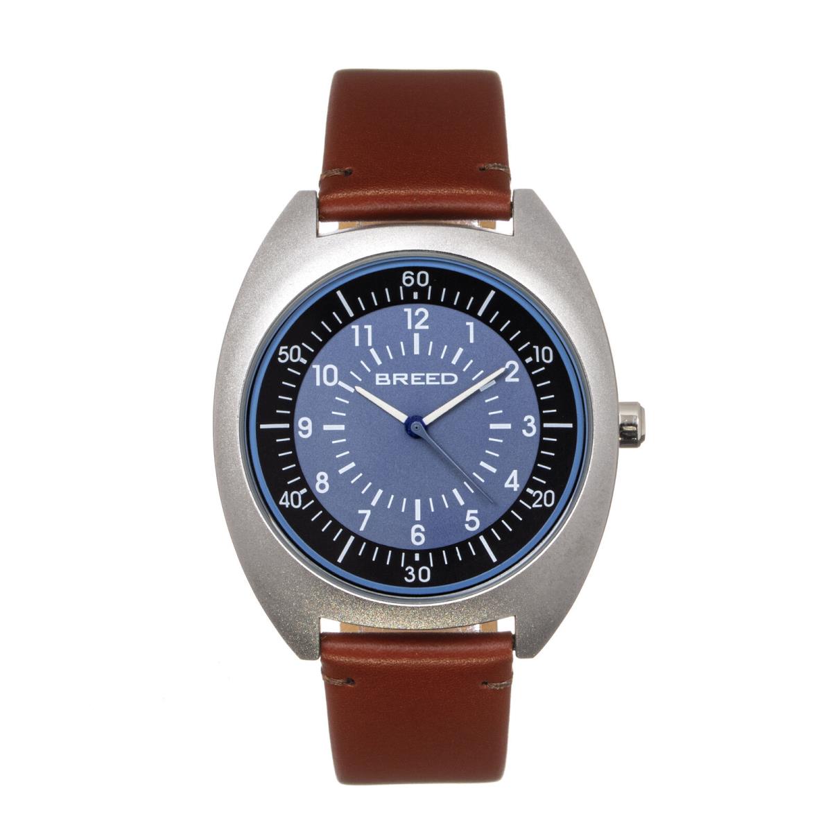 Breed Victor Leather-band Watch - Blue-grey/russet