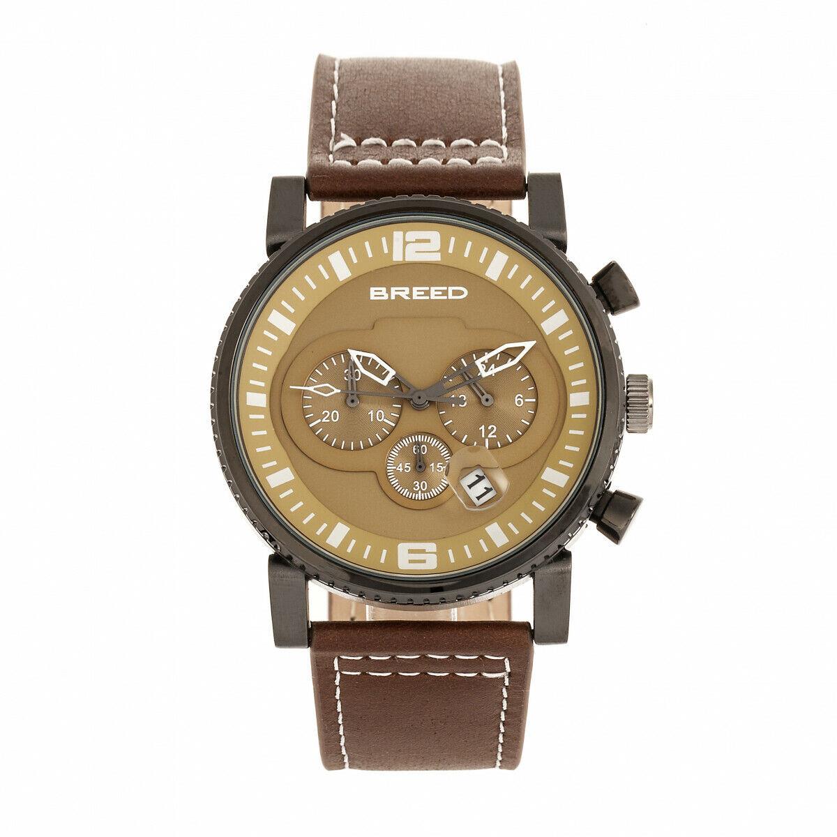 Breed Ryker Chronograph Leather-band Watch W/date - Brown/camel