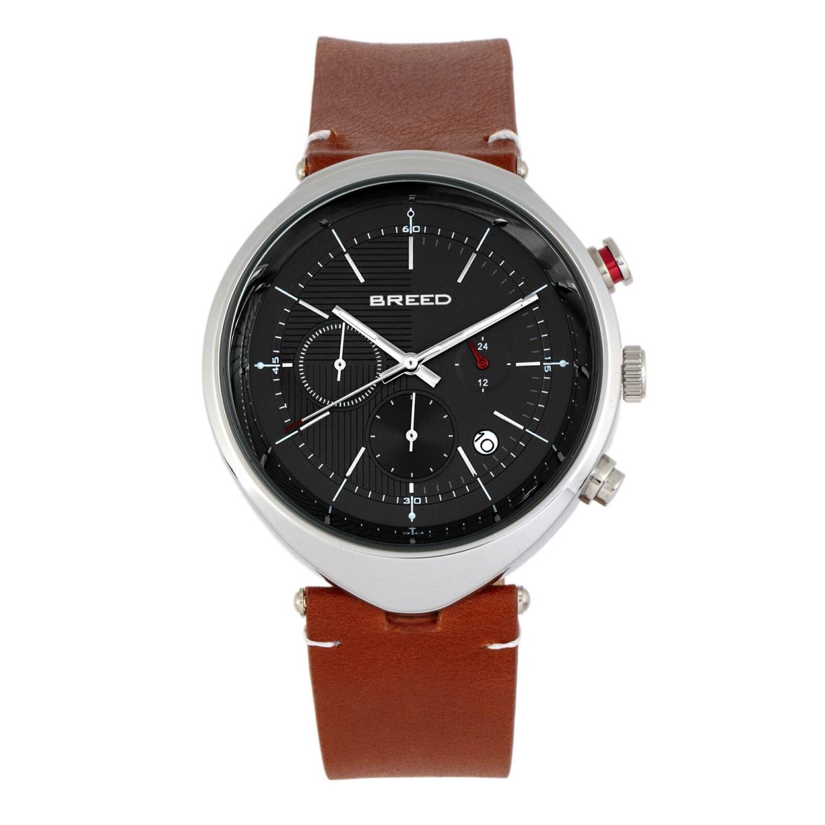 Breed Tempest Chronograph Leather-band Watch W/date - Brown/black