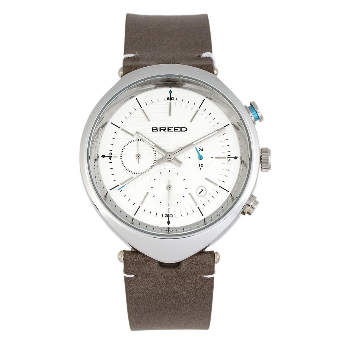 Breed Tempest Chronograph Leather-band Watch W/date - Grey/white