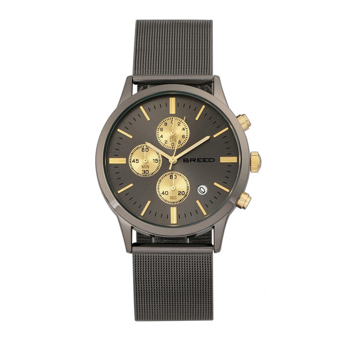 Breed Espinosa Chronograph Mesh-bracelet Watch w/ Date - Gunmetal