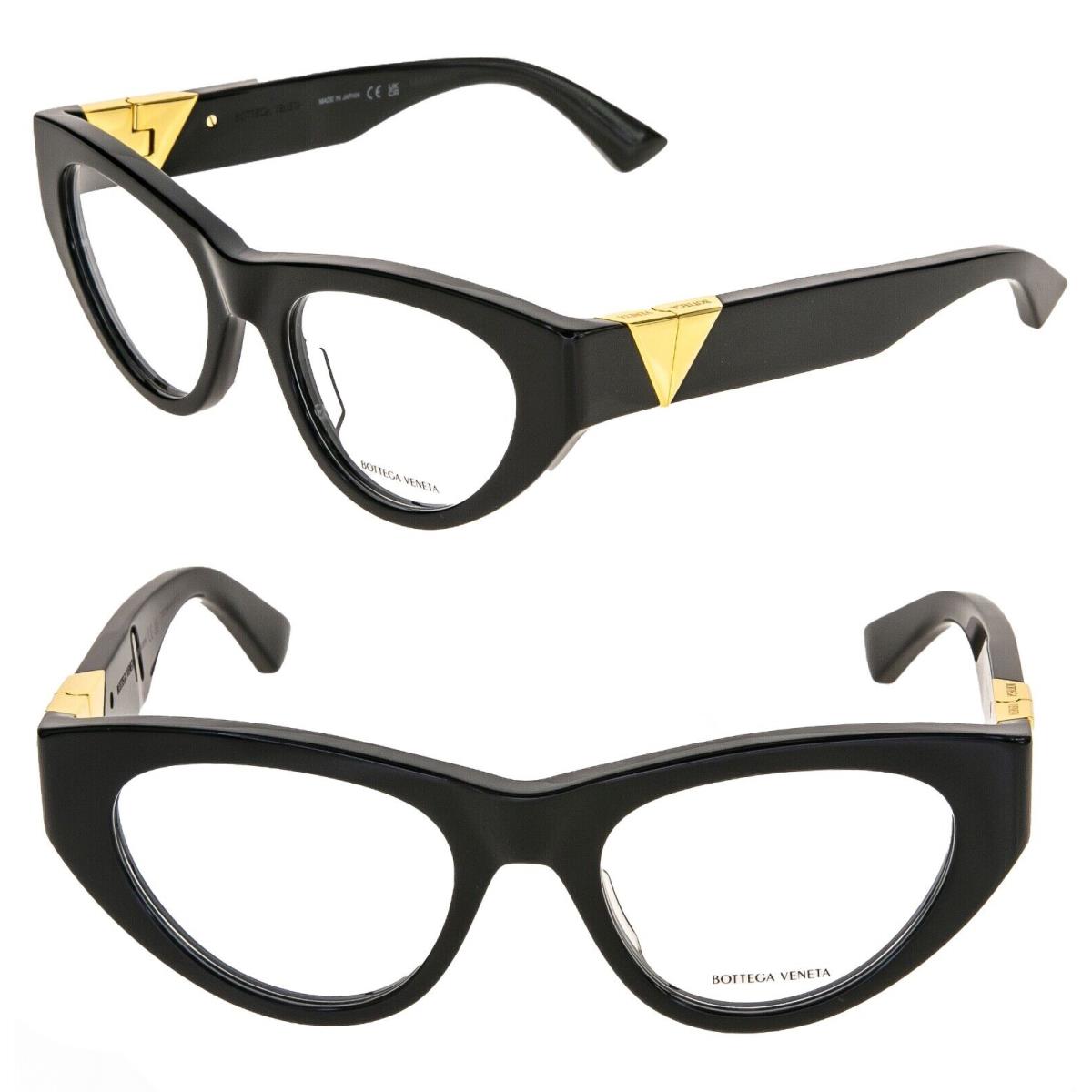 Bottega Veneta Angle Classic BV1179O Black Gold V Bold Cat Eyeglasses 1179 001