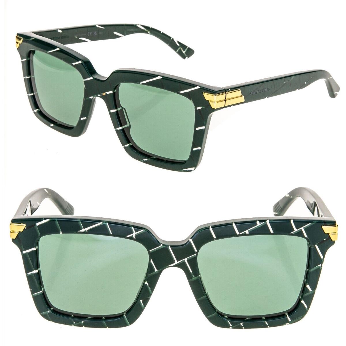 Bottega Veneta BV1005S Cubed Green Intrecciato Unisex Bold Sunglasses 1005 008