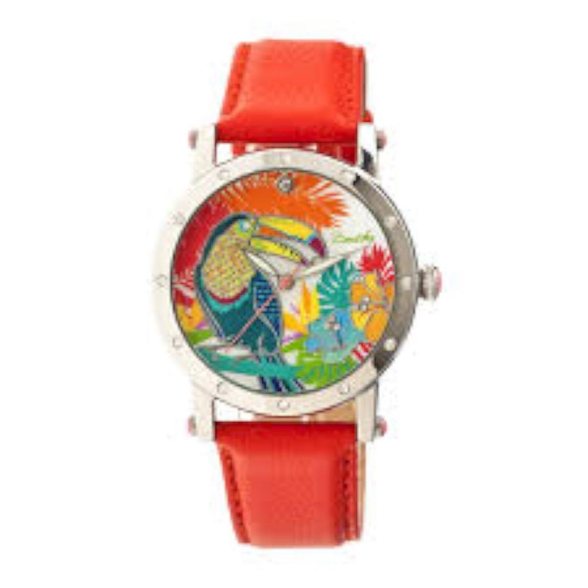 Bertha BR4402 Women`s Gisele Neon Orange Colorful Toucan Parrot Bird Watch