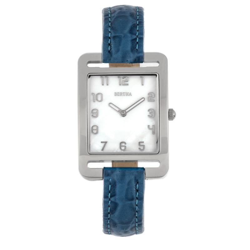 Bertha Marisol Swiss Mop Leather-band Watch - Blue