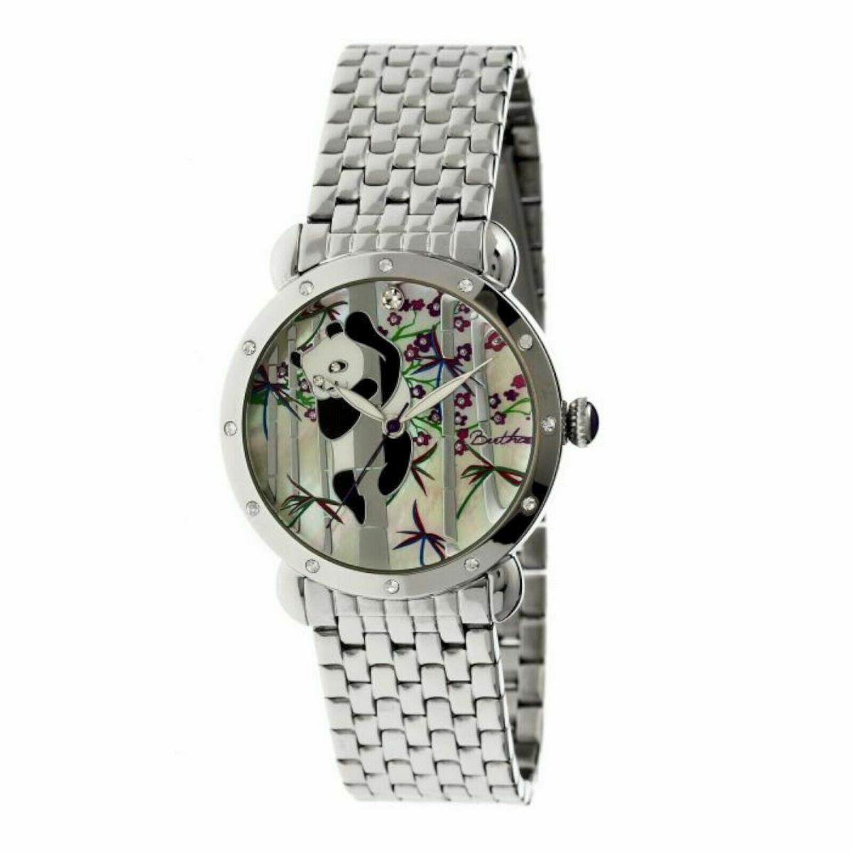 Bertha BR4501 Womens Lilly Mother Of Pearl Engraved Cute Panda Dial SS Watch