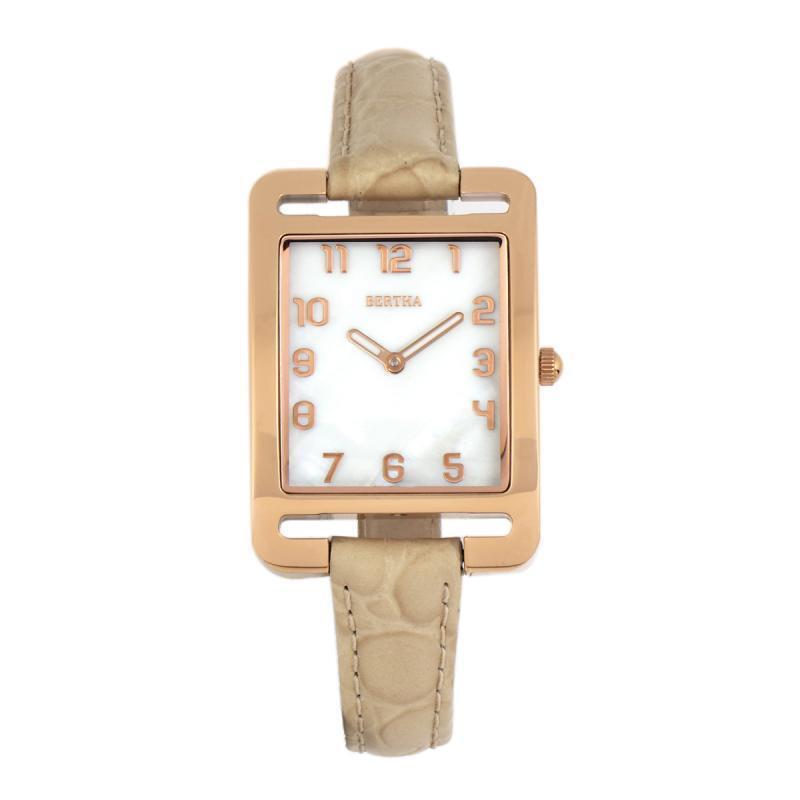 Bertha Marisol Swiss Mop Leather-band Watch - Cream