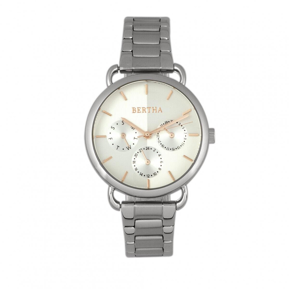 Bertha Gwen Bracelet Watch W/day/date - Silver