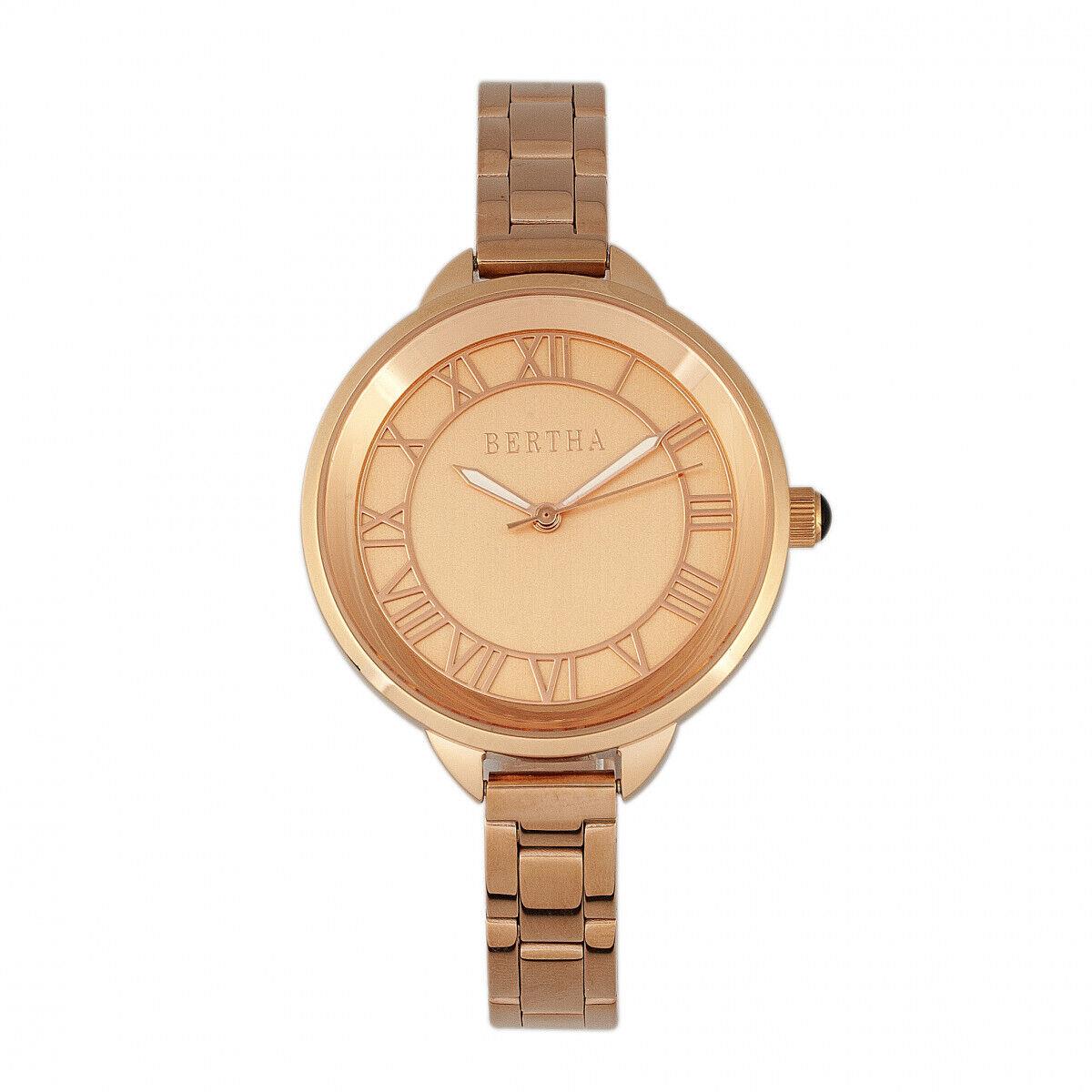 Bertha Madison Sunray Dial Bracelet Watch - Rose Gold