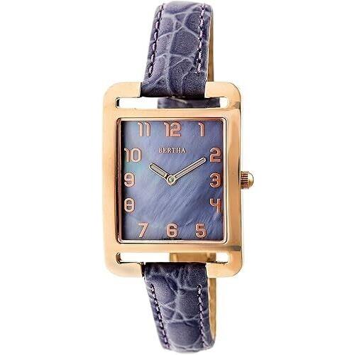 Bertha Marisol Swiss Mop Leather-band Watch - Lavender Retail