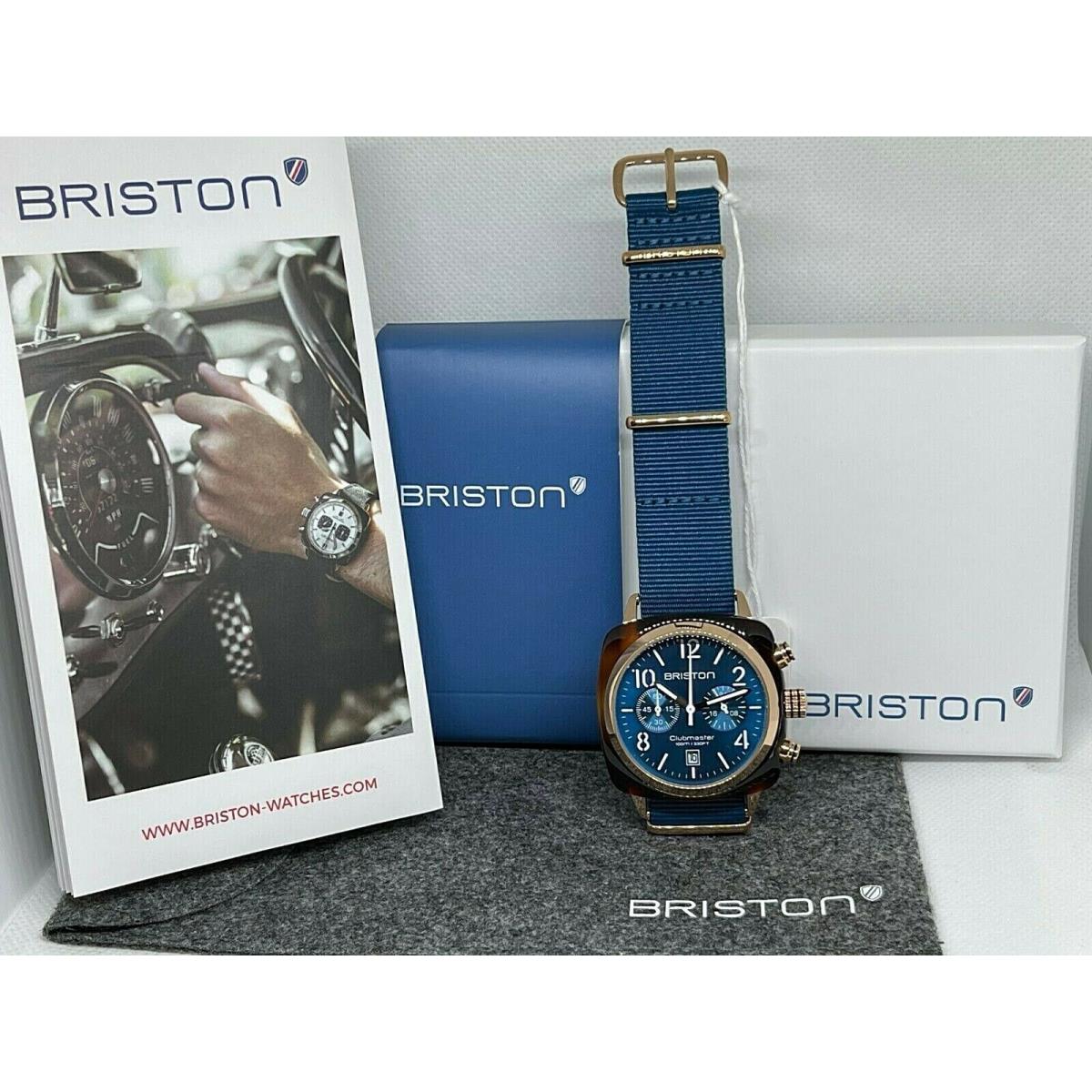 Briston Clubmaster Chronograph Peacock Blue Dial Watch 19140.PRA.T.31.NBD