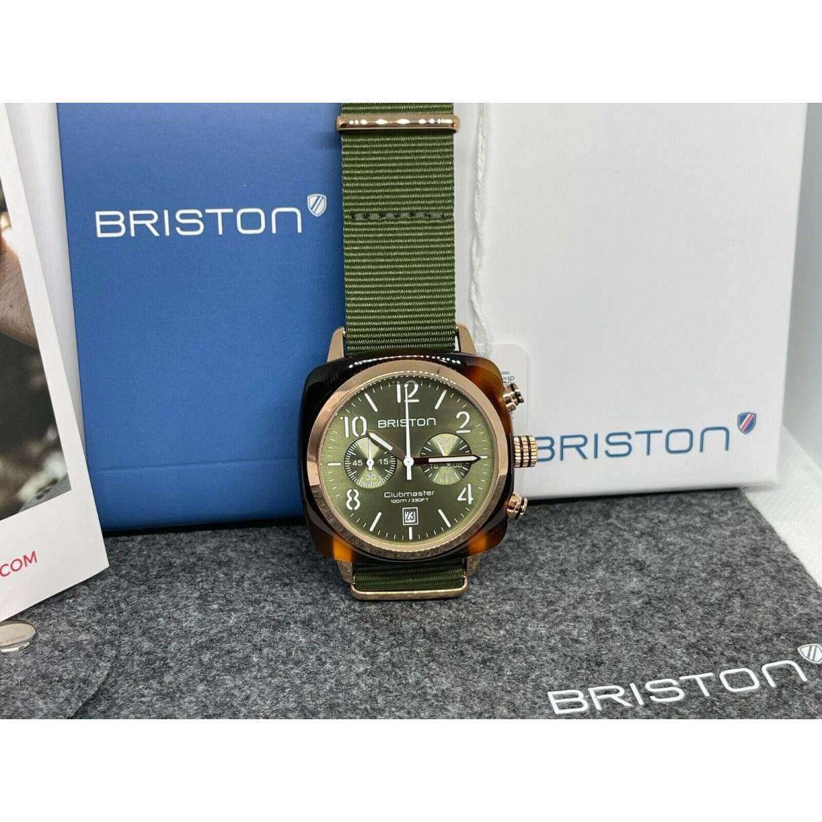 Briston Clubmaster Chronograph Green Olive Watch 19140.PRA.T.26.NOL