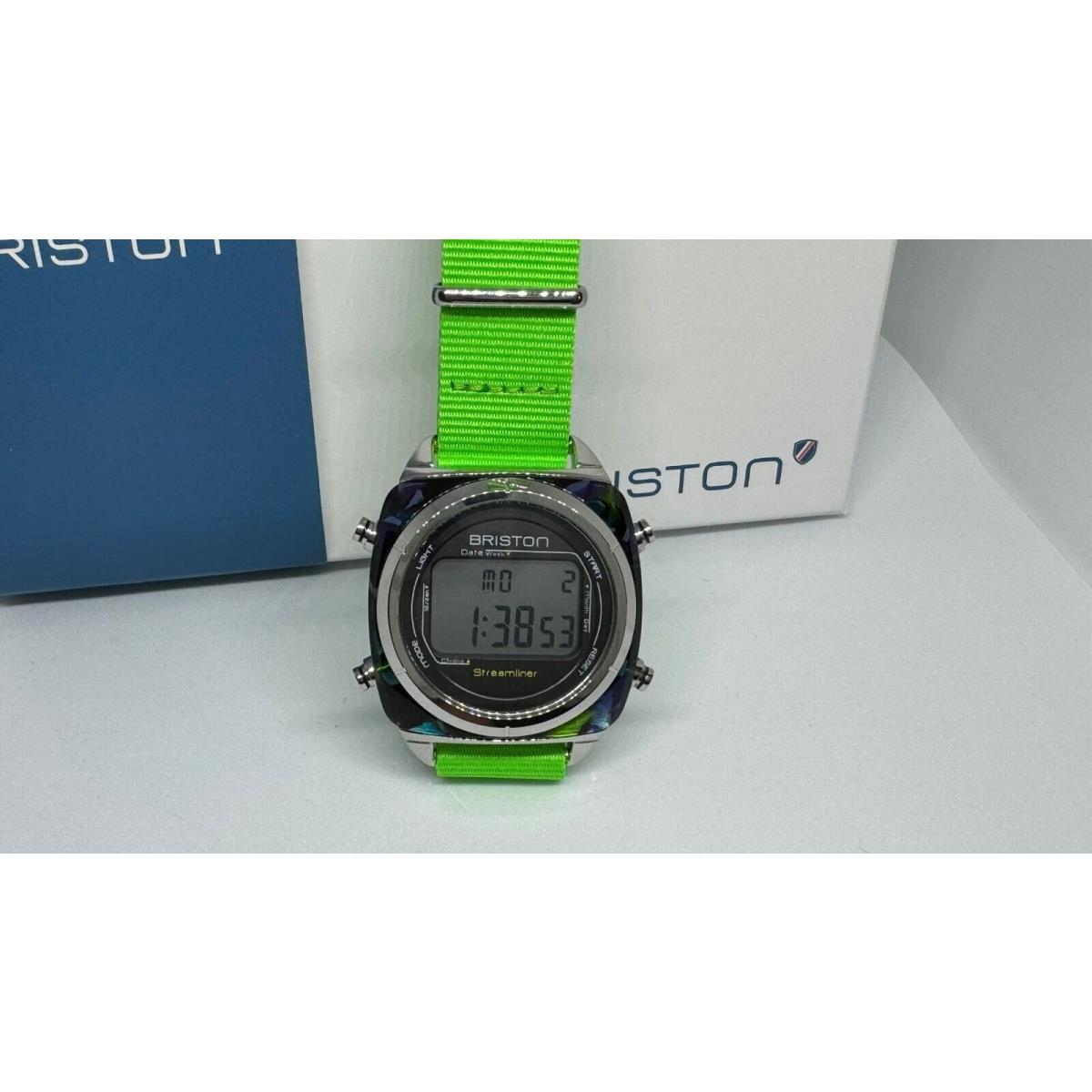 Briston Streamliner Digital Green Watch Swing Acetate 221337.SA.SG.40.NGG