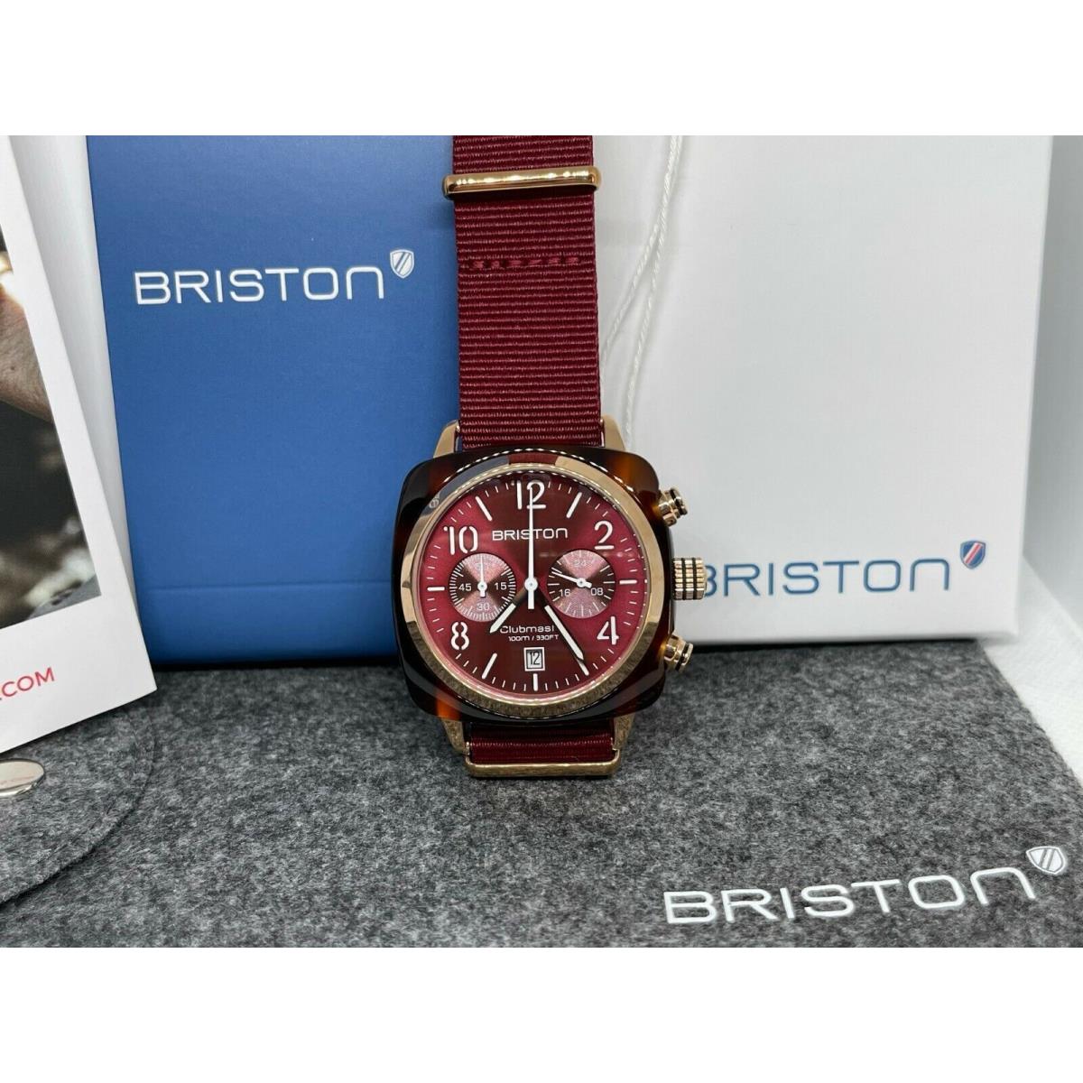 Briston Clubmaster Chronograph Burgundy Dial Watch 15140.PRA.T.8.NBDX