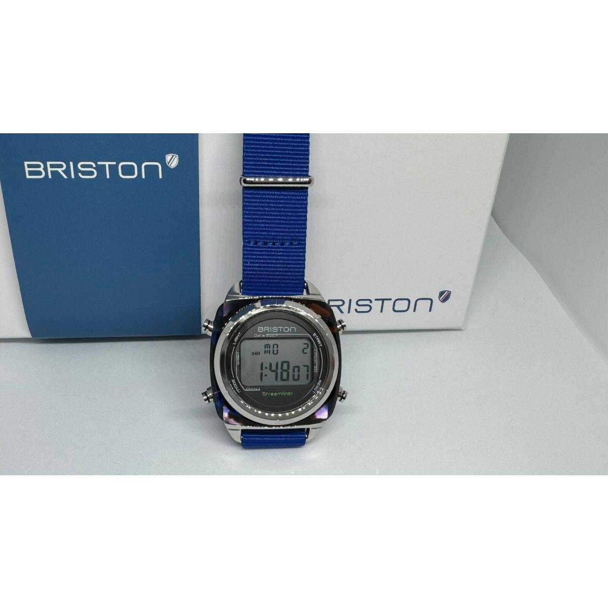 Briston Streamliner Digital Blue Watch Swing Acetate 221337.SA.SB.42.NEB