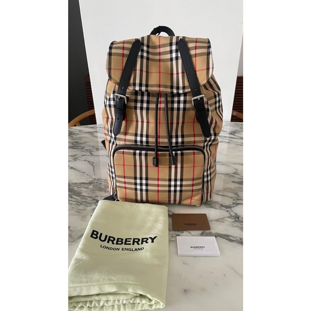 Burberry LG Rucksack Britcheck Antique Yellow Backpack W/leather 8081476