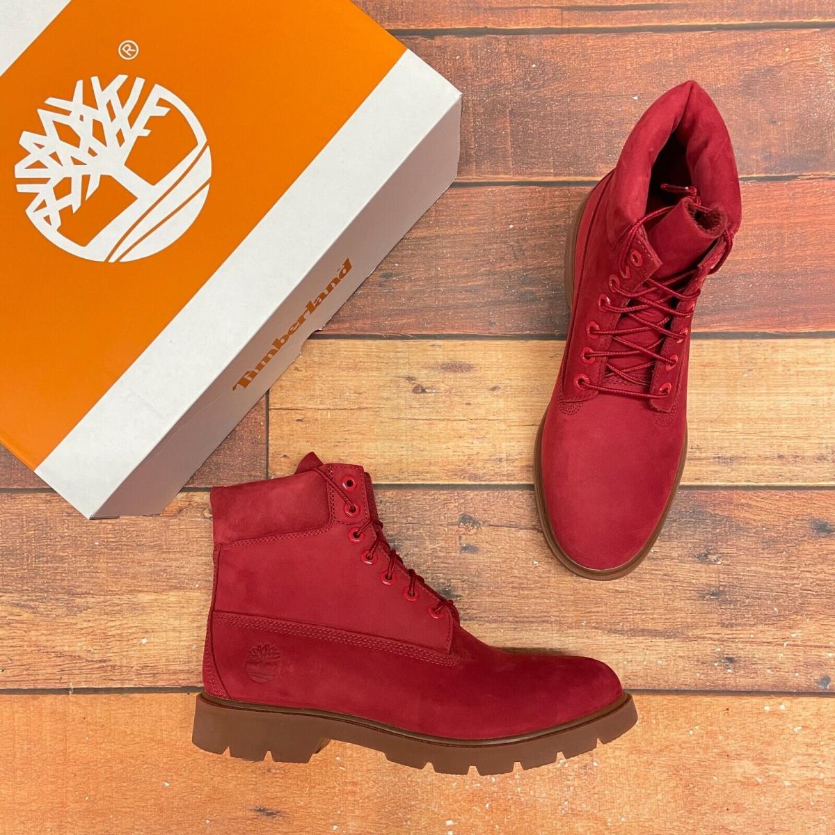 Timberland Men`s Classic 6 Inch Dark Red Nubuck Waterproof Boots A41UR