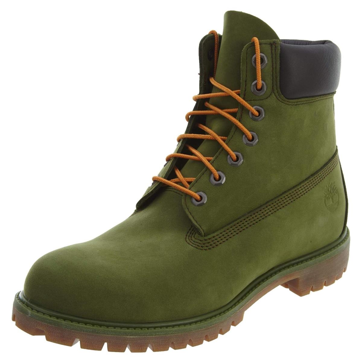 Timberland Men`s Premium 6 Inch Nubuck Boots Waterproof Green Braun TB0A1M7