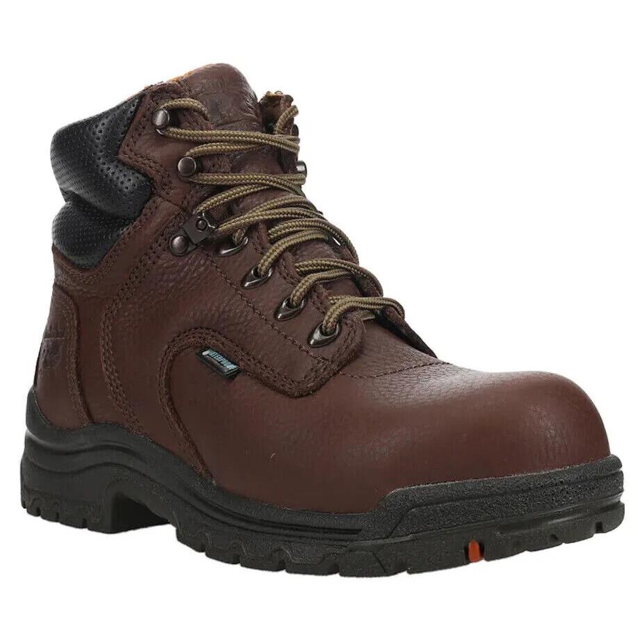 Mens Timberland Pro Titan 6 Inch Alloy Waterproof Brown Leather Work Shoes