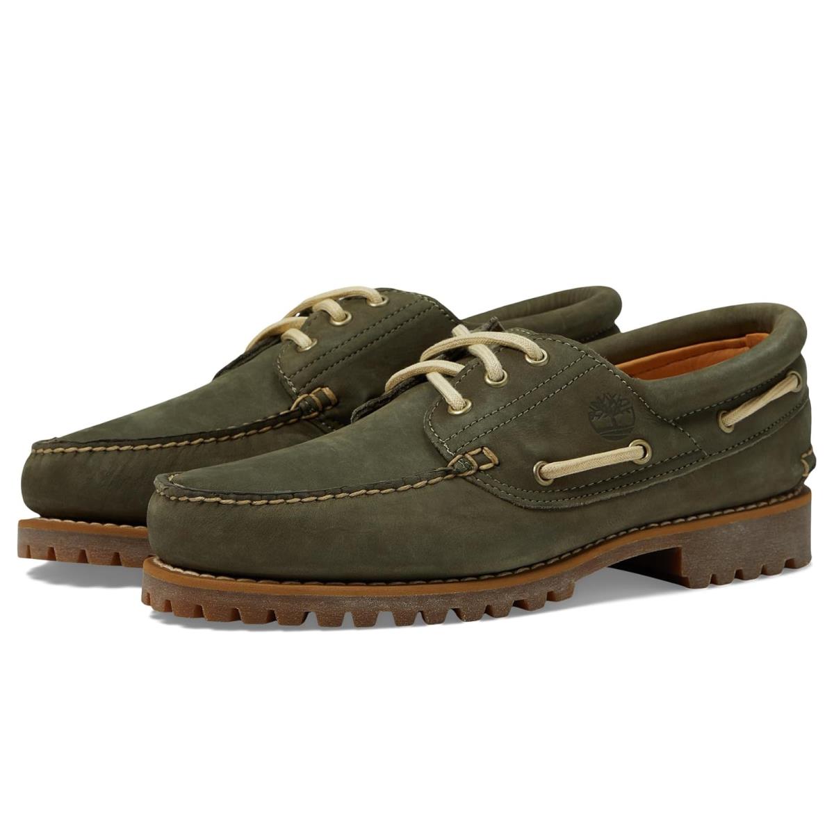 Man`s Boat Shoes Timberland Authentics 3 Eye Classic Lug - Dark Green Nubuck 1