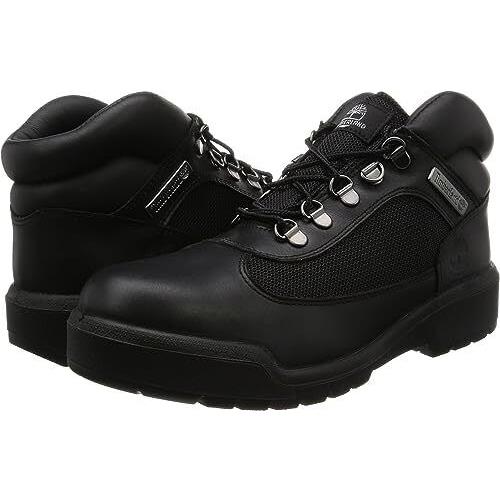 Timberland Men`s Icon Classic Field Boots Waterproof Leather Fabric Black 13061