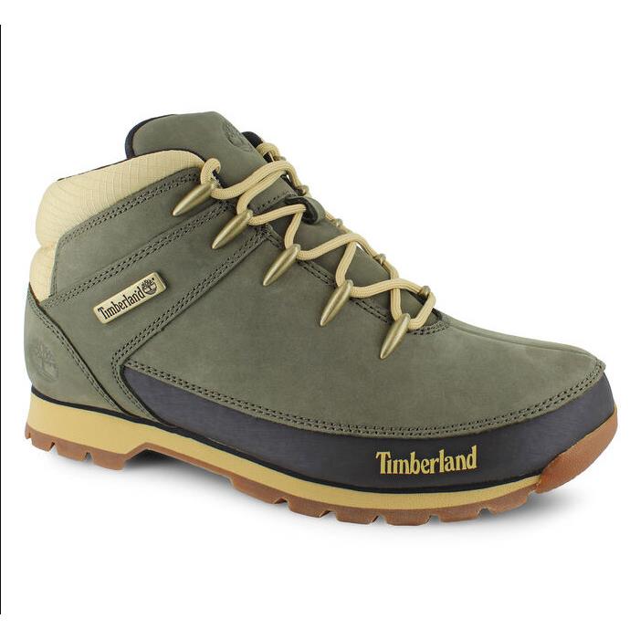 Timberland Men`s Euro Sprint Leather Olive Black Hiker Boots A1NHJ W/box