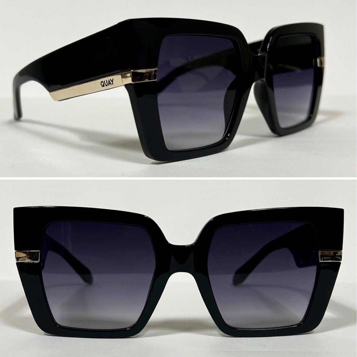 Quay Australia Sunglasses Notorious Black Gold Smoke Gradient Lenses