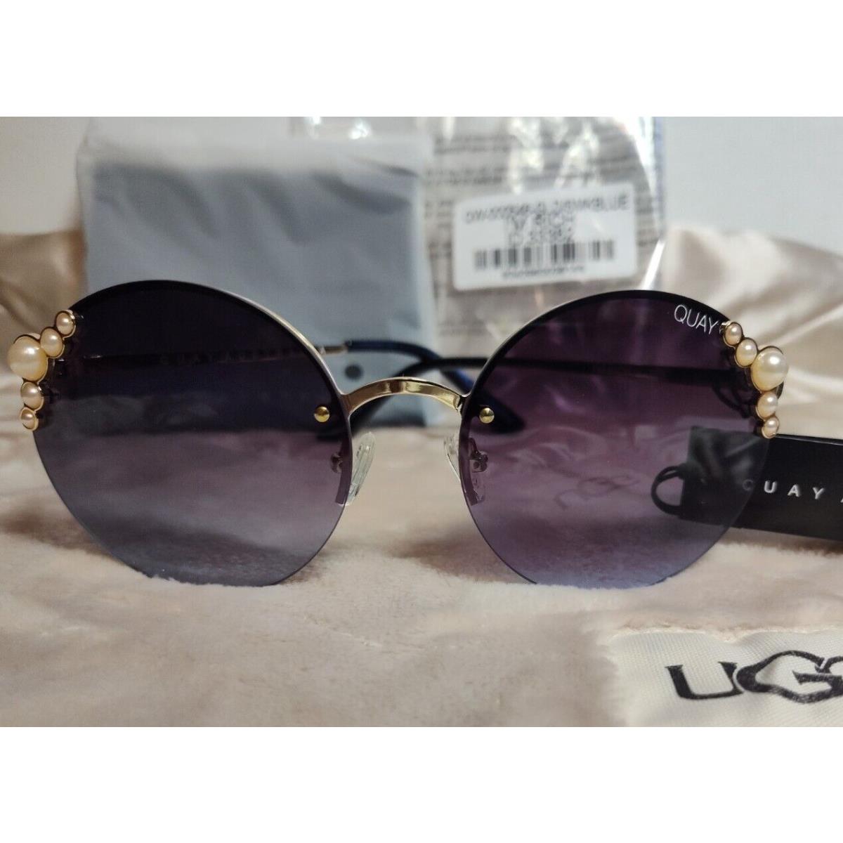 Quay Sunglasses I`m Rich Gold Frames/smokey Blue Lenses W/pearls N/r