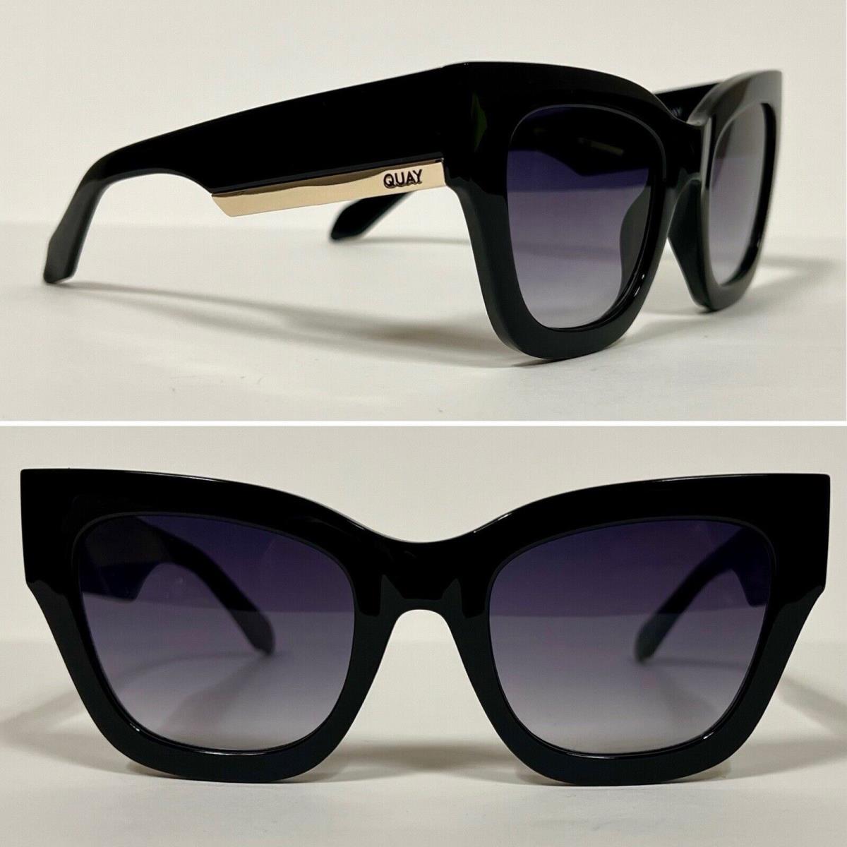 Quay Australia Sunglasses By The Way Black Gold Smoke Gradient Lenses