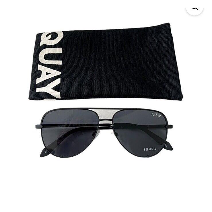 Quay Australia Sunglasses High Key Polarized Black Aviator Smoke Lens Unisex