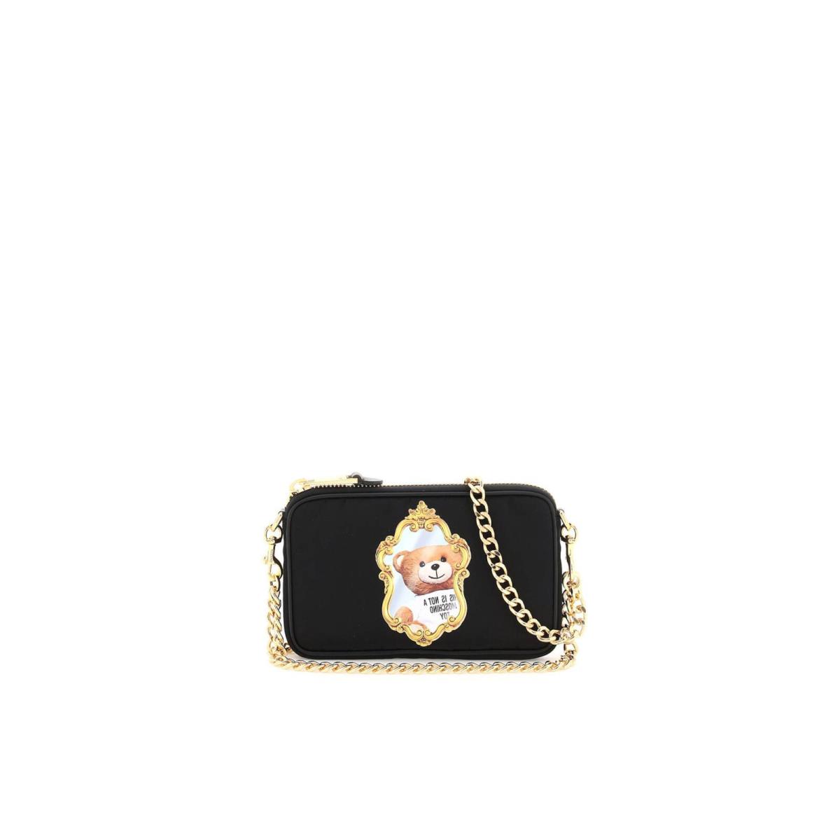 Moschino Women`s Black Teddy Bear Chain Strap Shoulder Bag