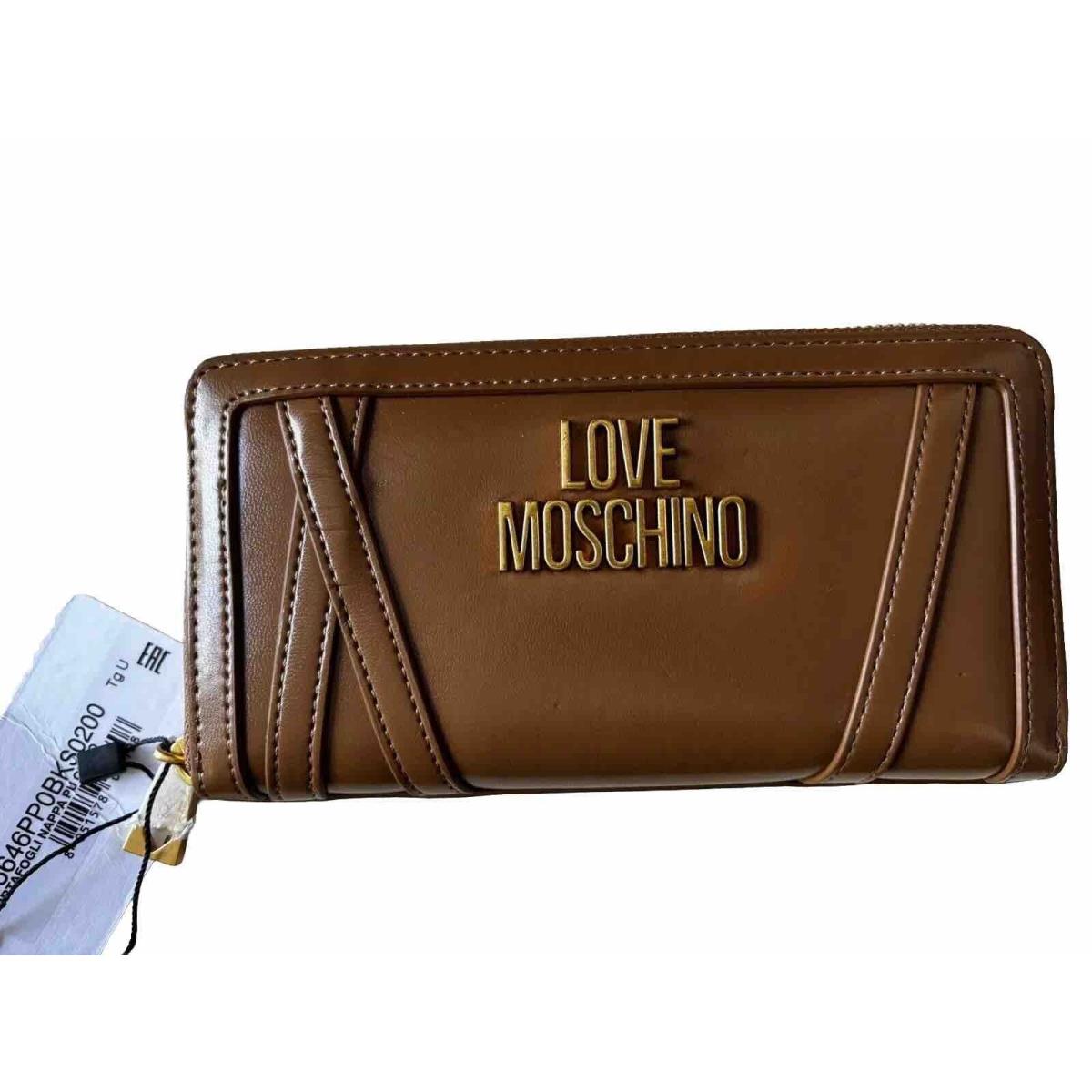 Love Moschino Bordeaux-coloure Leather Large Zip Around Women`s Wallet