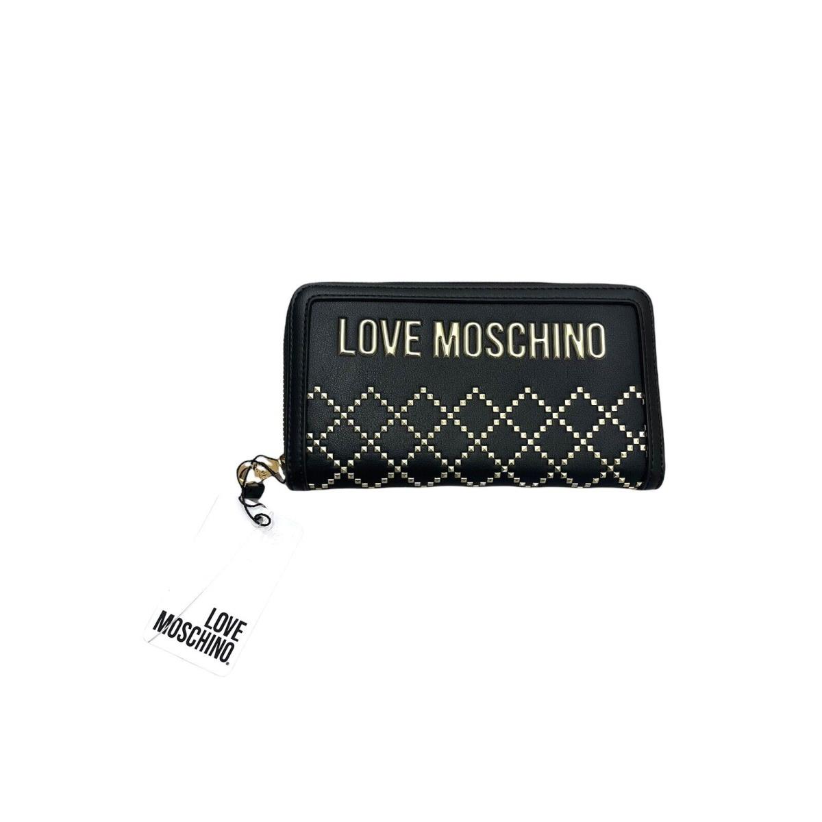 Love Moschino Black/gold Studded JC5618PP1BLG Zip Around Wallet Black