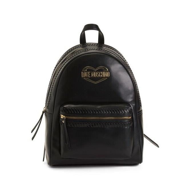 Love Moschino Black Leather Backpack T