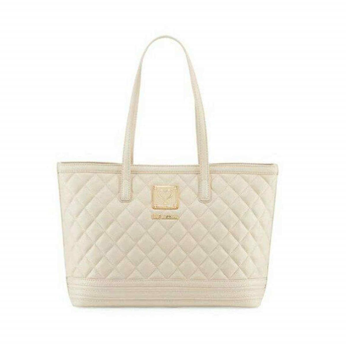 Love Moschino Napa Quilted Napa Satchel Bag Ivory