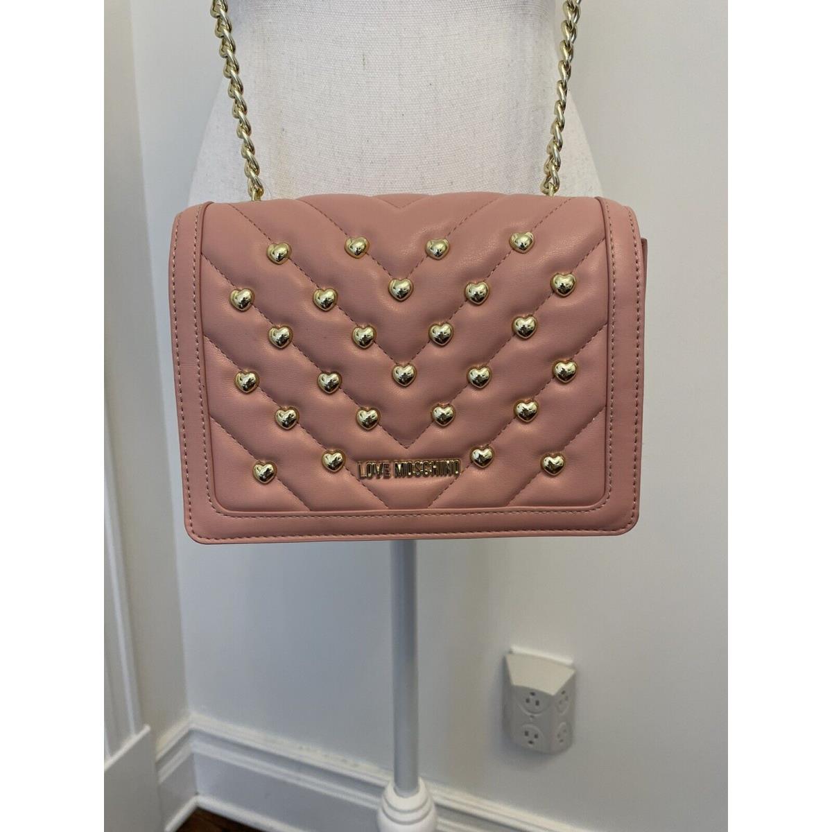 Love Moschino Pink Quilted Crossbody Borsa Matt Gold Chain Bag Logo Heart