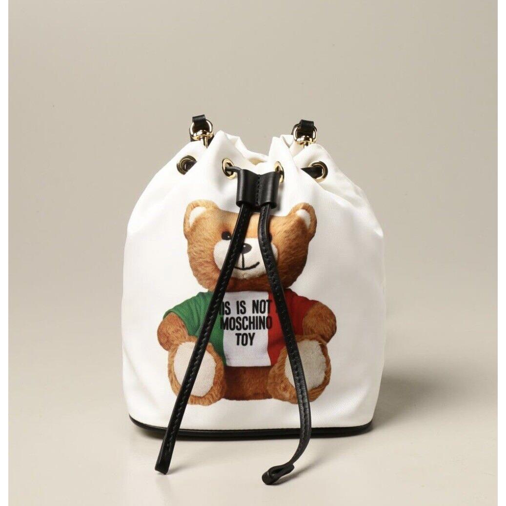 Moschino Couture Nylon Bucket Bag with Teddy