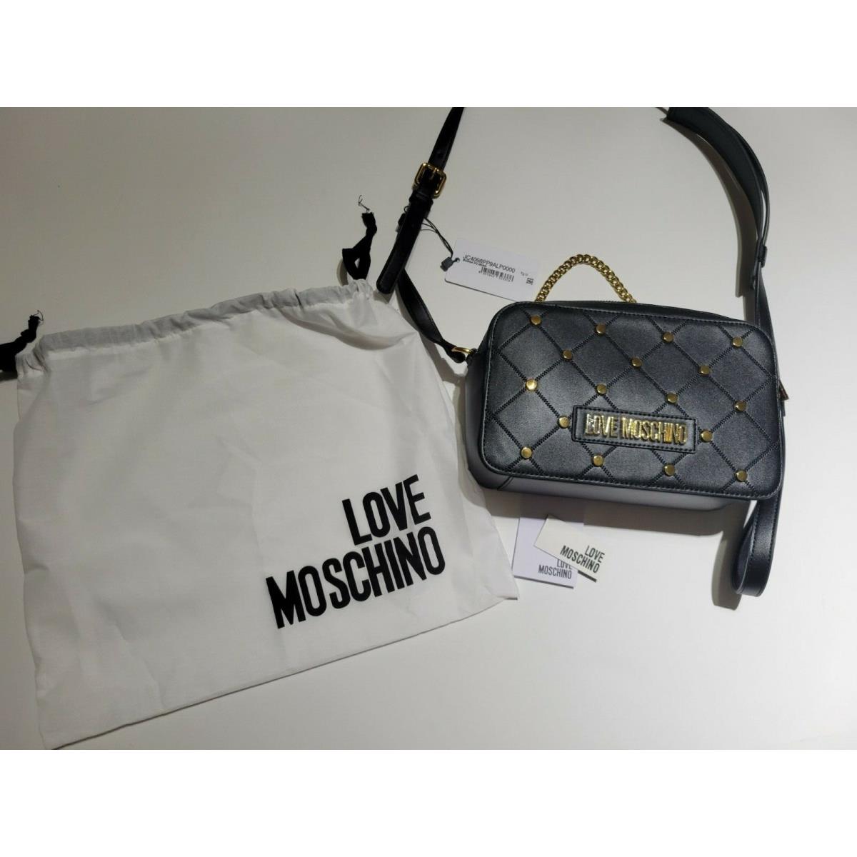 Moschino Borsa Matt Nero PU Black Crossbody Golden 320