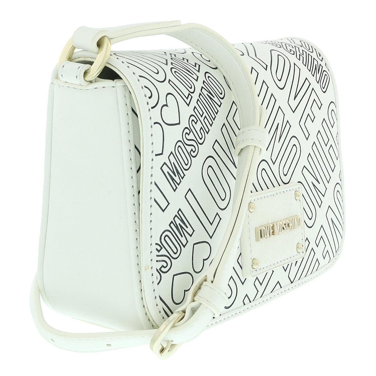 Love Moschino White/black Signature Embossed Small Shoulder Bag