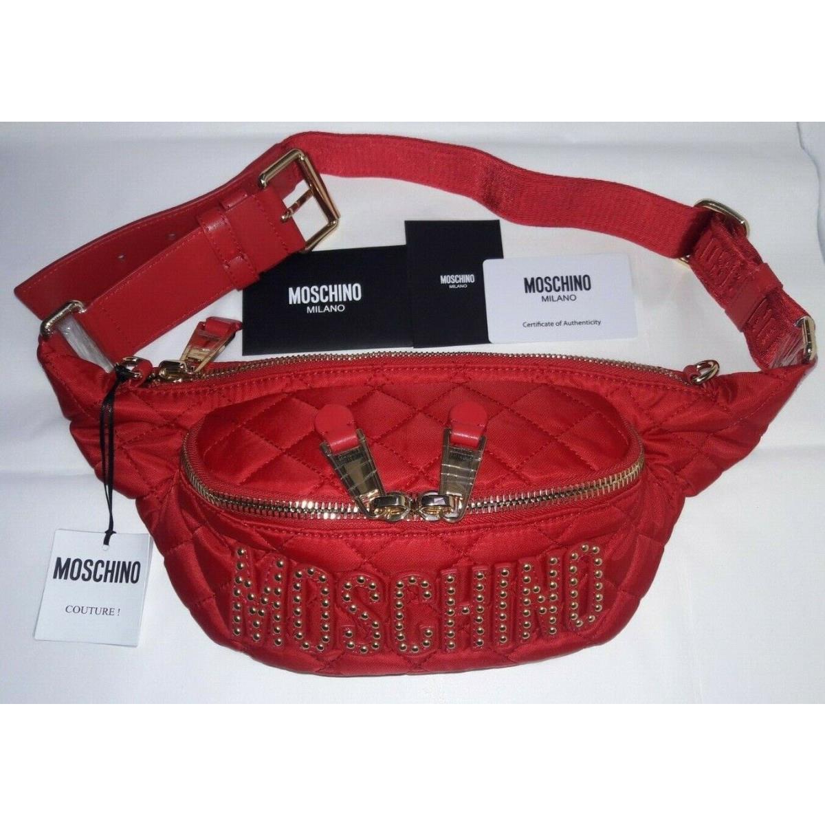 Moschino Milano Bumbag Beltbag Fanny Pack Red Quilted Bag Purse