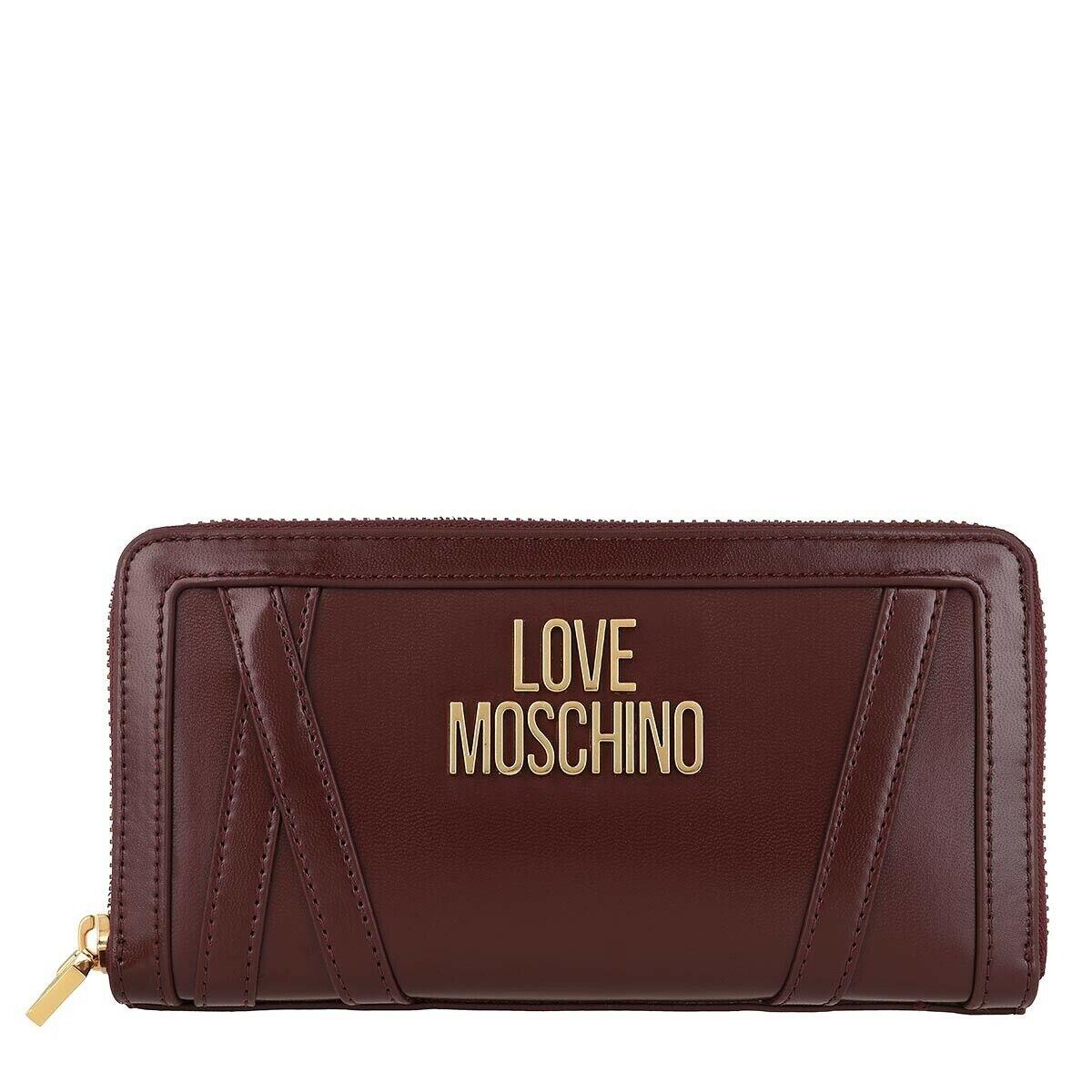 Love Moschino Bordeaux-coloure Leather Large Zip Around Women`s Wallet