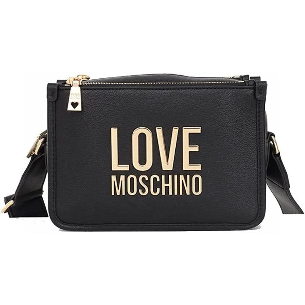 Love Moschino Women Crossbody Bag Adjustable Strap Gold Logo Nero Black OS