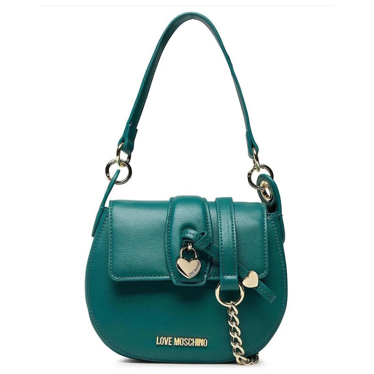 Love Moschino Heart Logo Mini Shoulder Deep Teal Hand Bag