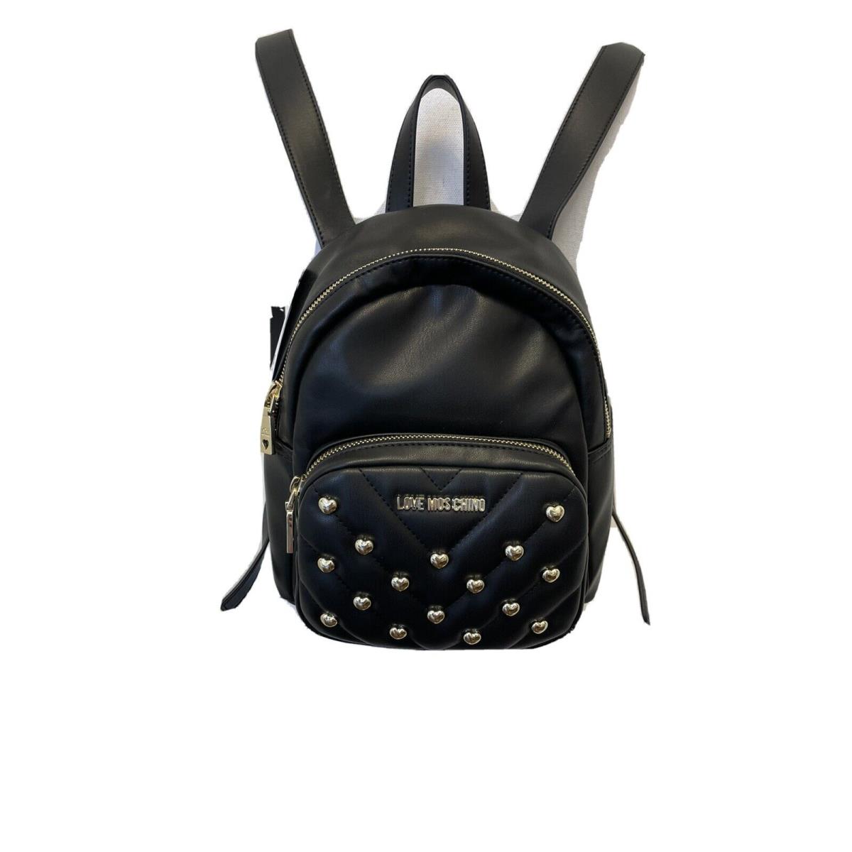 Love Moschino Studded Heart Quilted Backpack Black