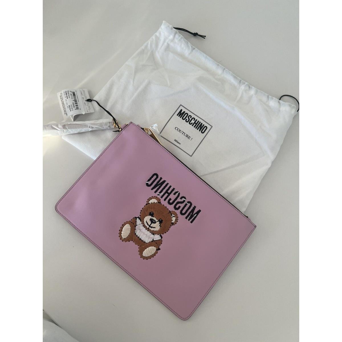 Moschino Couture Teddy Embroidered Clutch Soft Rose W11 x L8